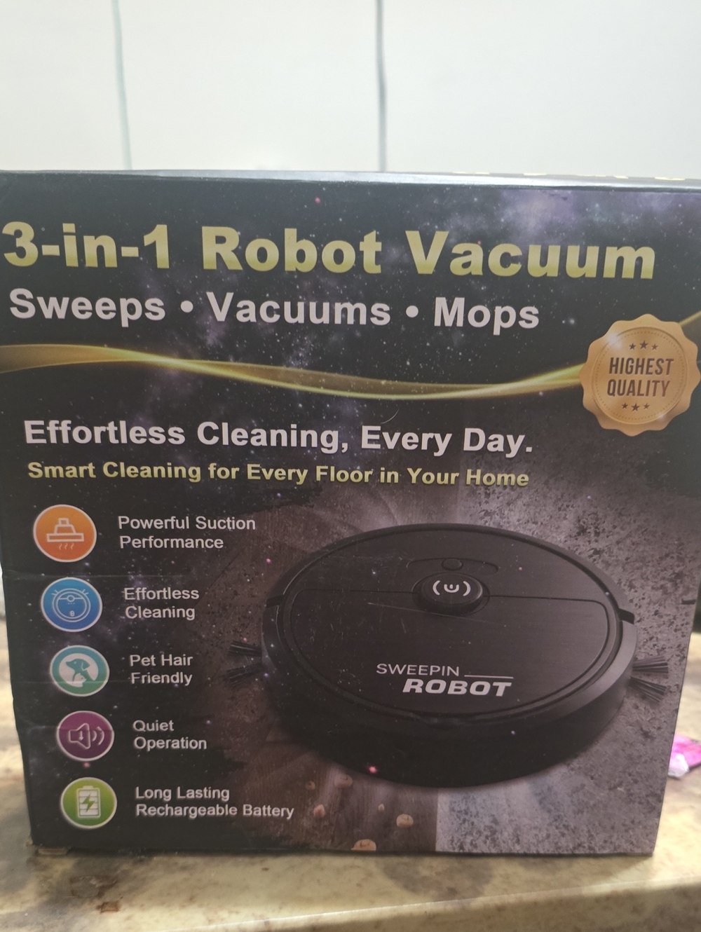 3-in-1 Robot Vacuum - Black